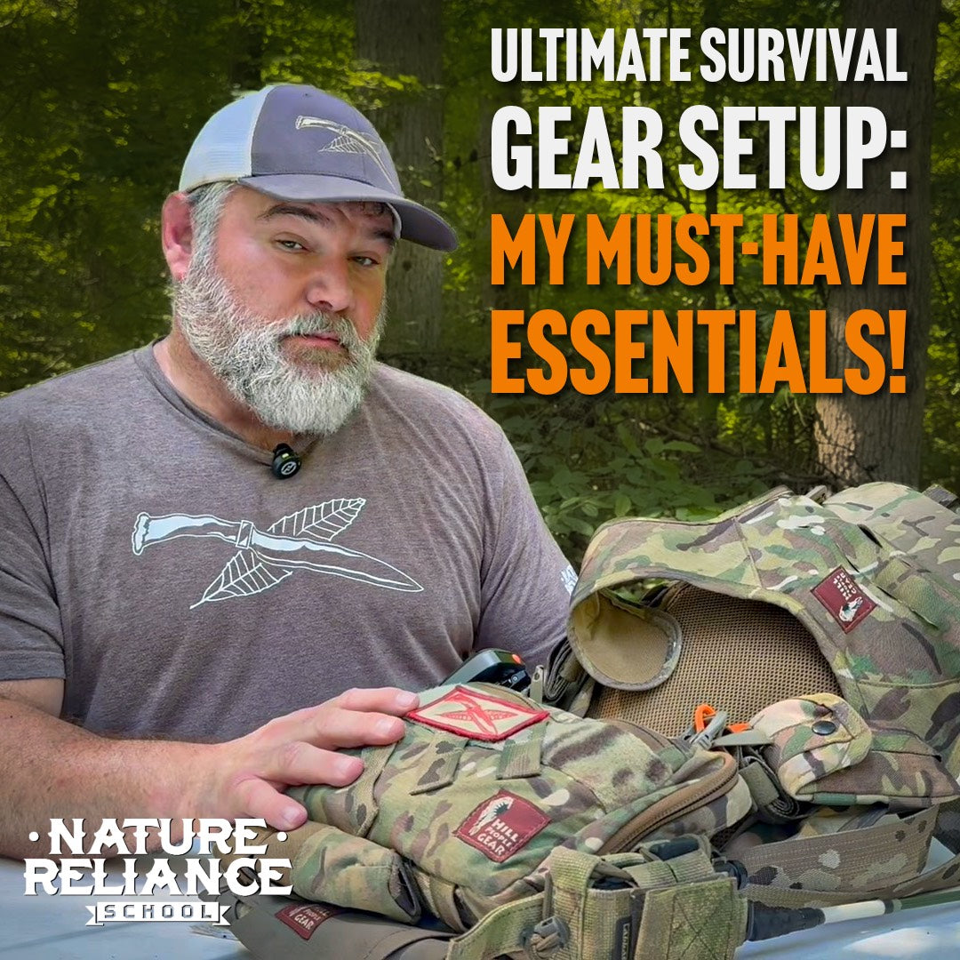 Craig Caudill of Nature Reliance School pictured with his multi day survival kit