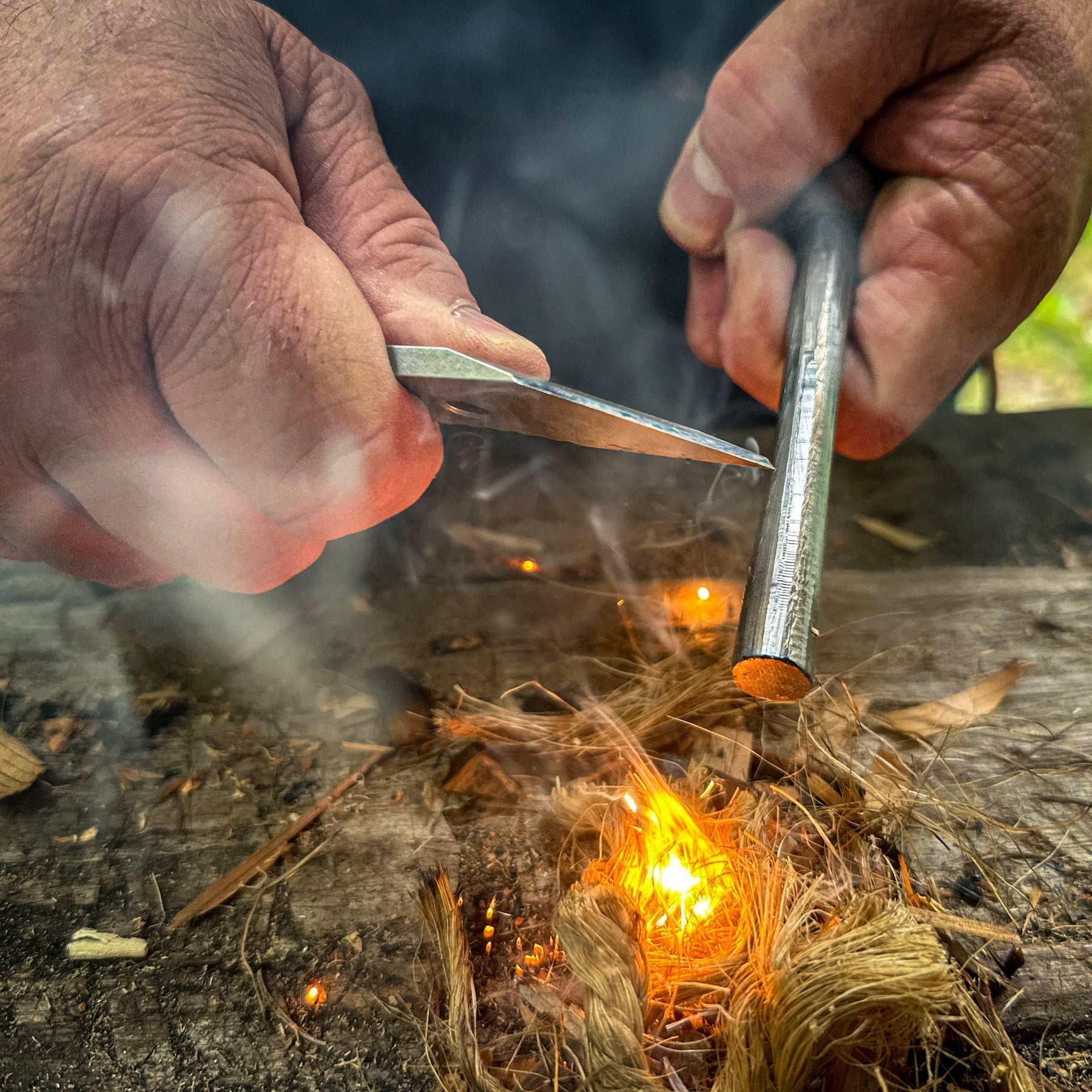 fire starting with ferro rod and Spark Survival Tool
