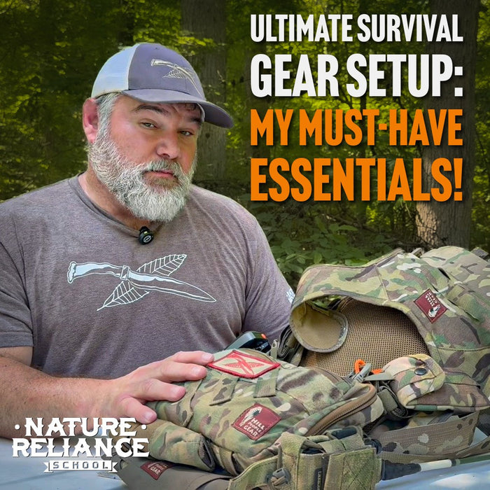 Craig Caudill of Nature Reliance School pictured with his multi day survival kit