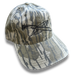 Mossy Oak camouflage trucker hat with black embroidered Nature Reliance School knife and feather logo — durable outdoor cap for bushcraft and survival training.