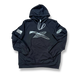 Classic black fleece hoodie with a soft interior, reinforced seams, and tear-away label for comfort.