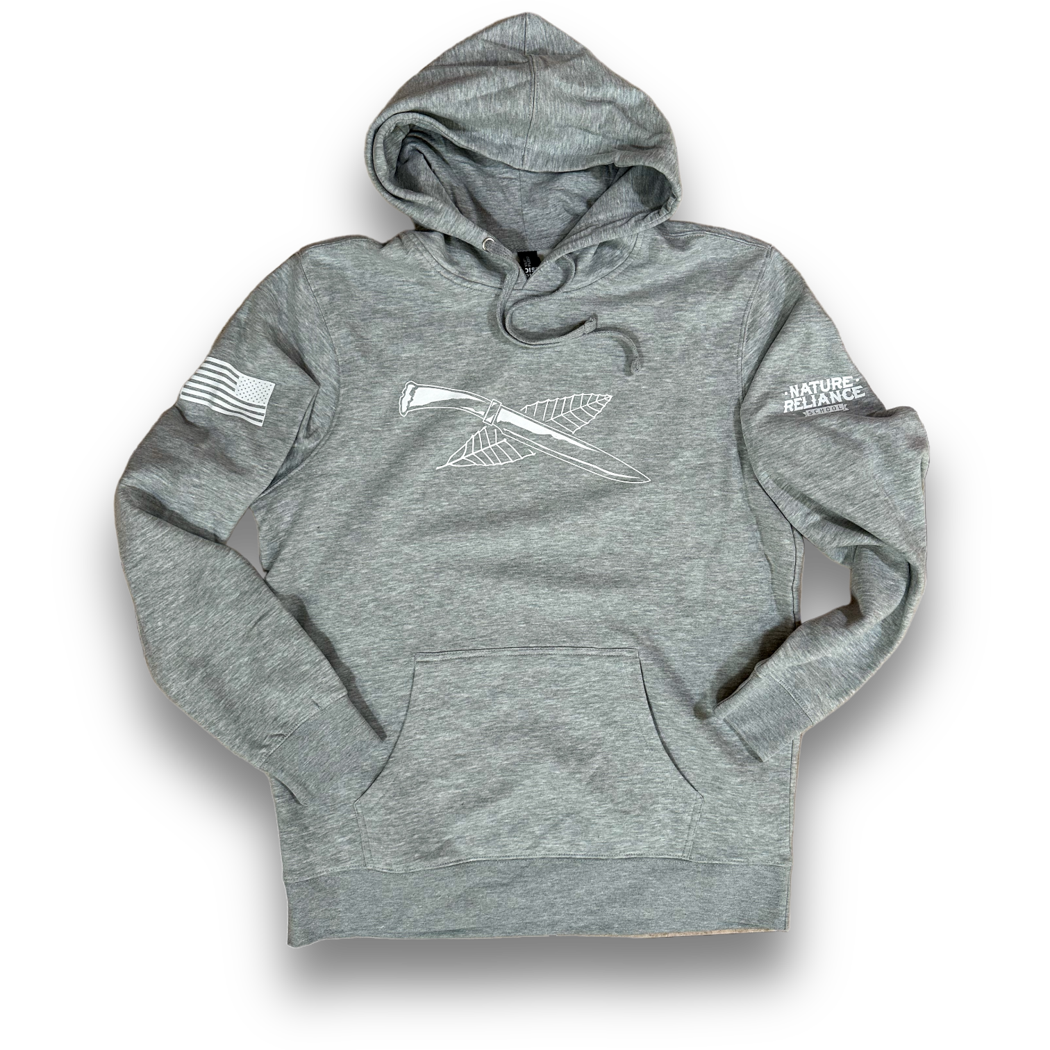 Gray fleece hoodie with a cotton/polyester blend, ideal for outdoor adventures and everyday wear.