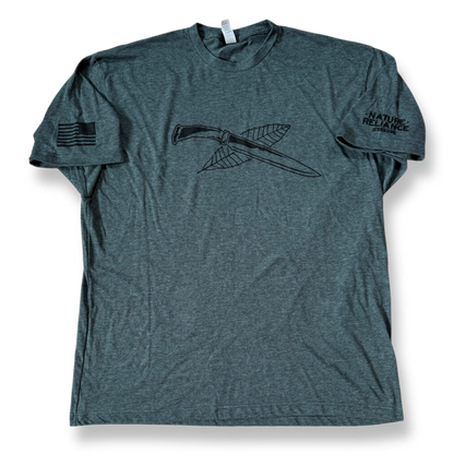 Dark Gray with Black Screen Print T-Shirt – A dark gray t-shirt featuring subtle black screen printing, ideal for a sleek, low-profile look.